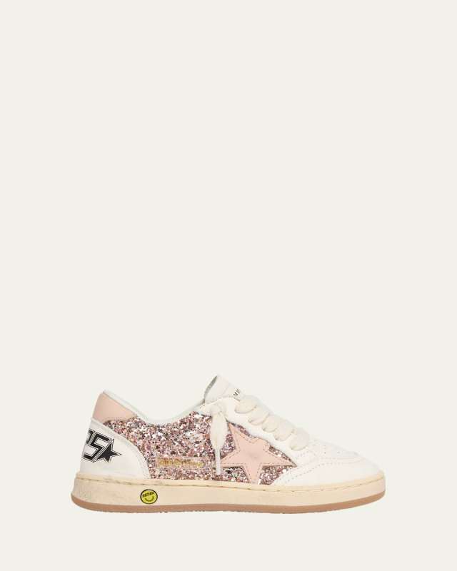 Girl's Ball Star Glitter and Leather Sneakers, Baby/Toddlers
